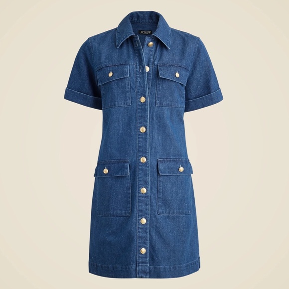 New JCREW Sz 2 Utility Pocket Dress in Denim in Dusk Blue Denim $168 CC924 - Picture 1 of 5